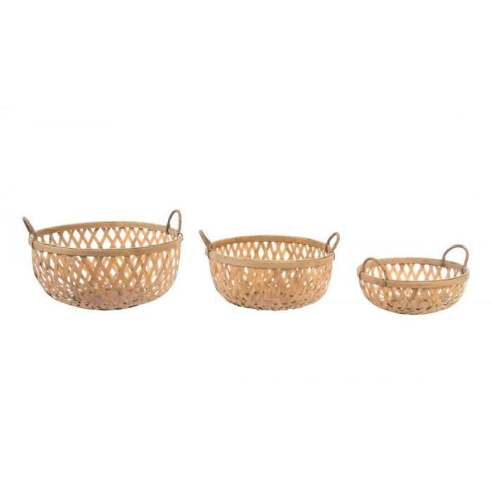 Lot De 3 Corbeilles Alka Bambou 39x38x19cm