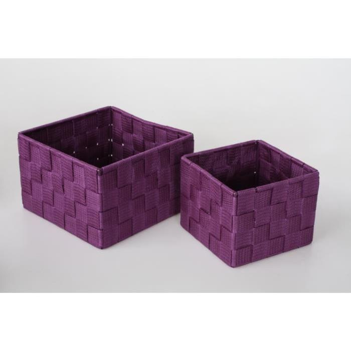 Lot De 2 Corbeilles  Izo Plastique Mauve 19x19x12cm