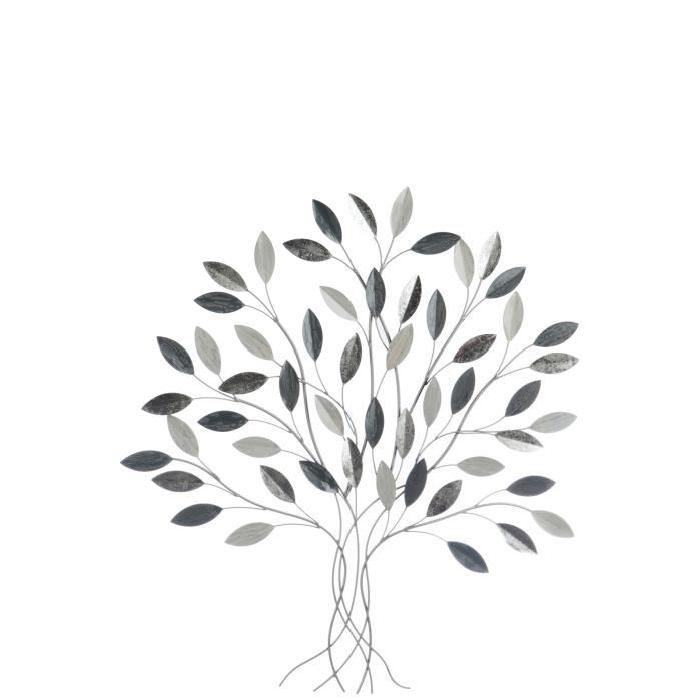 ARBRE Déco murale Métal 87x4x91 cm Gris Blanc Argent