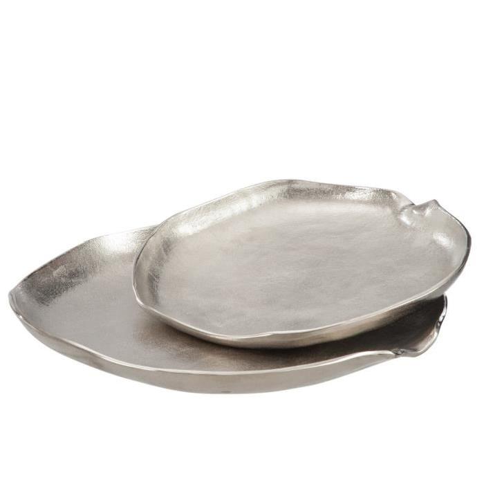 Plateau rond ondulé Alu 38x39x5 cm Argent