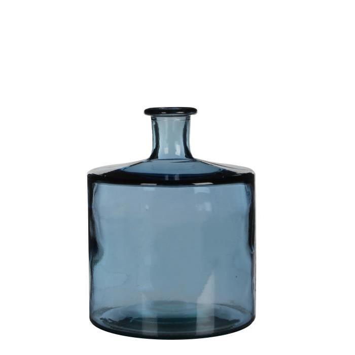 MICA Vase Bouteille Guan en verre bleu - 26 xŘ21 cm