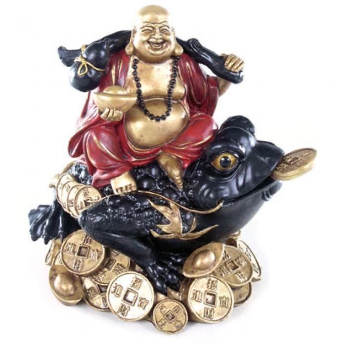 Figurine de décoration Bouddha sur Crapeau - Hauteur 15cm