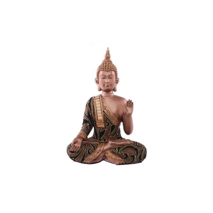 Figurine de décoration Bouddha main élevée - Effet tissu - Doré