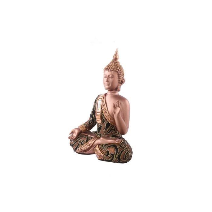 Figurine de décoration Bouddha main élevée - Effet tissu - Doré