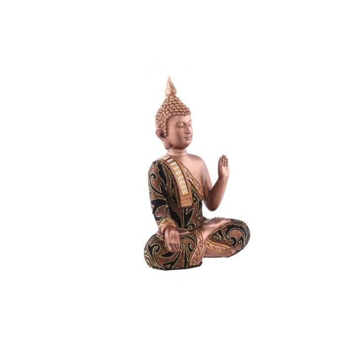 Figurine de décoration Bouddha main élevée - Effet tissu - Doré