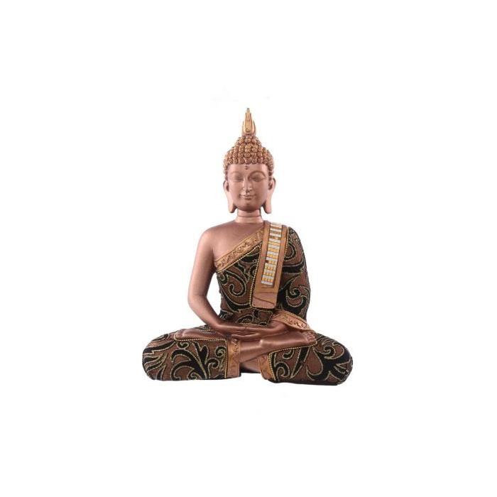 Figurine de décoration Bouddha avec écharpe - Effet tissu - Doré