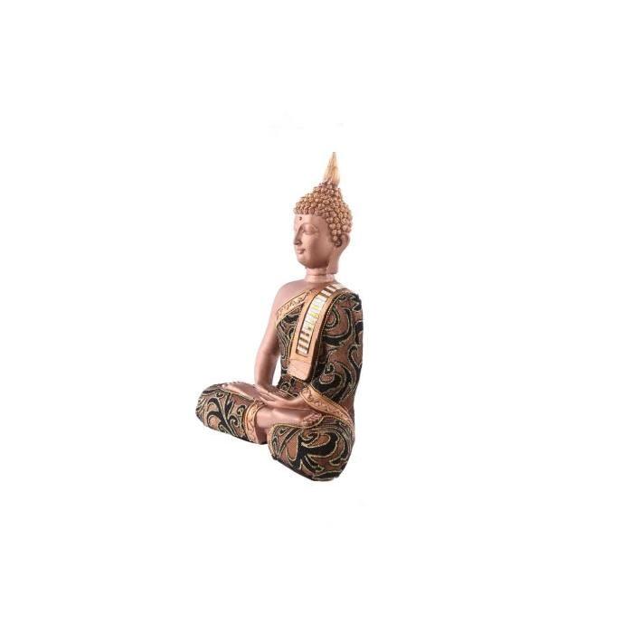 Figurine de décoration Bouddha avec écharpe - Effet tissu - Doré