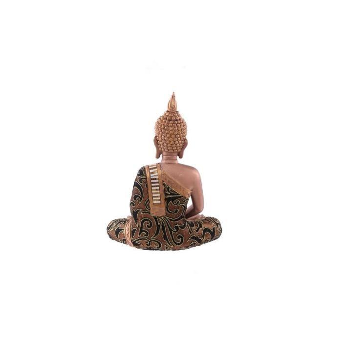 Figurine de décoration Bouddha avec écharpe - Effet tissu - Doré