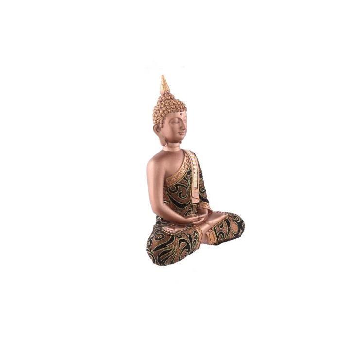 Figurine de décoration Bouddha avec écharpe - Effet tissu - Doré