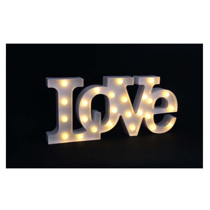 Mot "love" lumineux LED 0,06 W 50x5 cm blanc