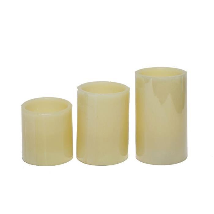 Set de 3 bougies LED PARMA hauteur 7,5-10-12,5 cm blanc