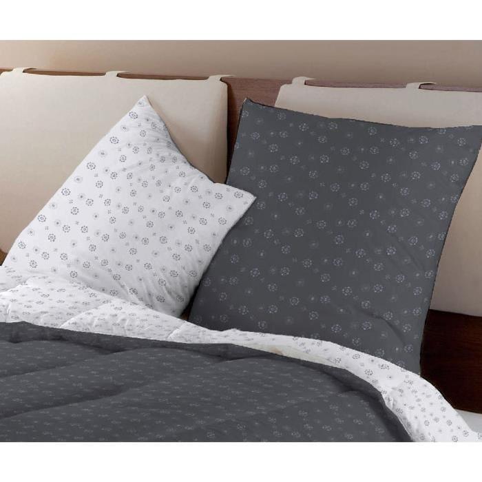 DODO Lot de 2 oreillers fantaisies Tatou 60x60 cm gris et blanc