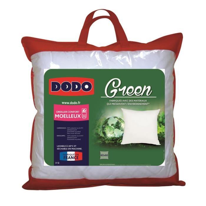 DODO Oreiller moelleux Green 60x60 cm blanc
