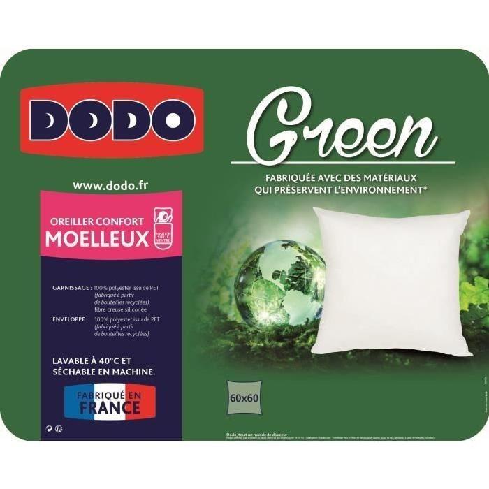 DODO Oreiller moelleux Green 60x60 cm blanc