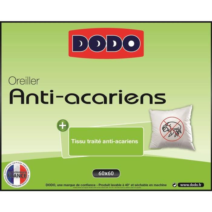 DODO Oreiller ANTI-ACARIENS 60x60 cm blanc