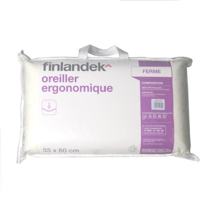 FINLANDEK Oreiller ergonomique 33x60 cm blanc