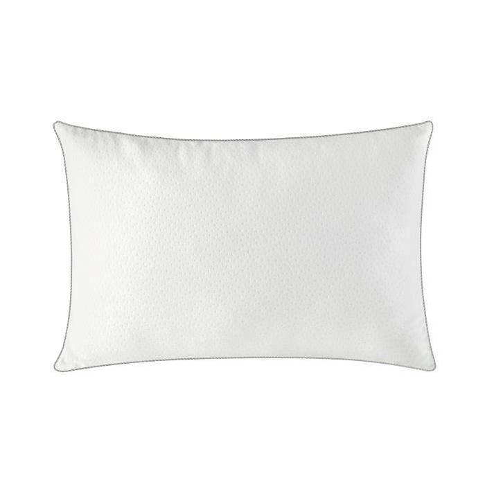 BULTEX Oreiller Grand confort Moelleux déhoussable 45x70 cm blanc et gris