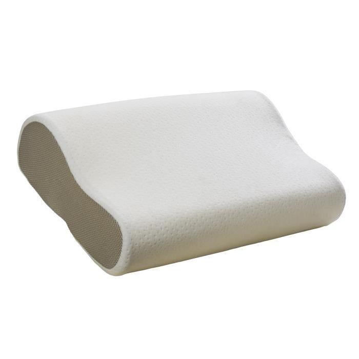 BULTEX Oreiller Ergonomic a mémoire de forme 3D déhoussable 52x33 cm blanc et gris taupe