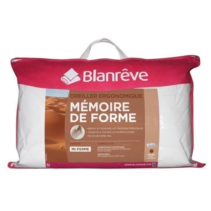 BLANREVE Oreiller Ergo a Mémoire de Forme 40x60