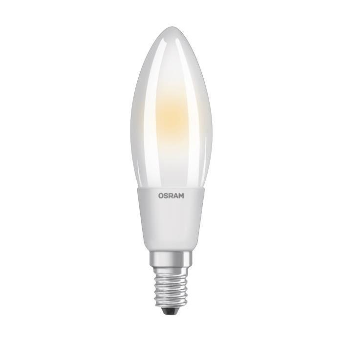 OSRAM Ampoule LED E14 flamme dépolie 5 W équivalent a 40 W blanc chaud dimmable variateur