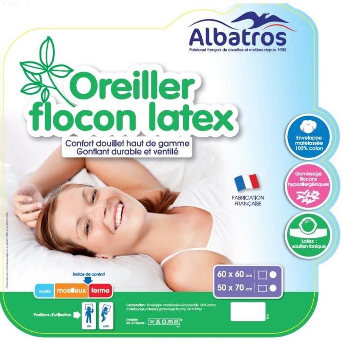 ALBATROS Oreiller flocons latex 60x60