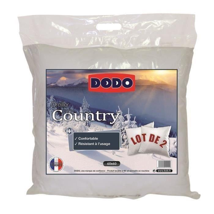 DODO Pack Country - Couette chaude 220x240cm + 2  oreillers 60x60cm blanc