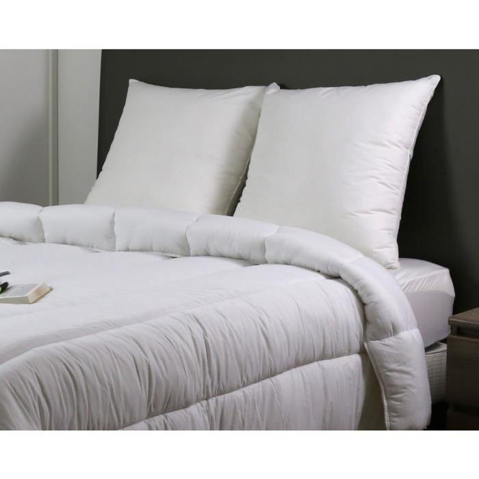 DODO Pack Vancouver Couette chaude 220x240 cm + 2  oreillers 60x60 cm blanc