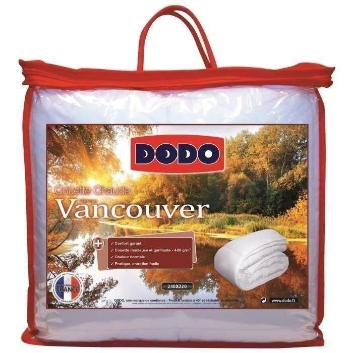 DODO Pack Vancouver Couette chaude 240x260 cm + 2  oreillers 60x60cm blanc