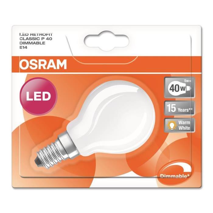 OSRAM Ampoule filament LED E14 5 W équivalent a 40 W blanc chaud dimmable variateur