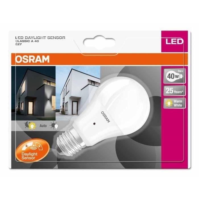 OSRAM Ampoule LED Sensor E27 5 W équivalent a 40 W blanc chaud