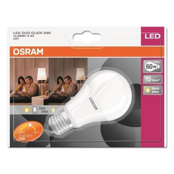 OSRAM Ampoule LED Double Click E27 9 W équivalent a 60 W blanc chaud