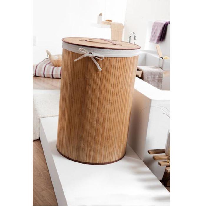 COMPACTOR Panier a linge rond en bambou naturel 40xH60 cm