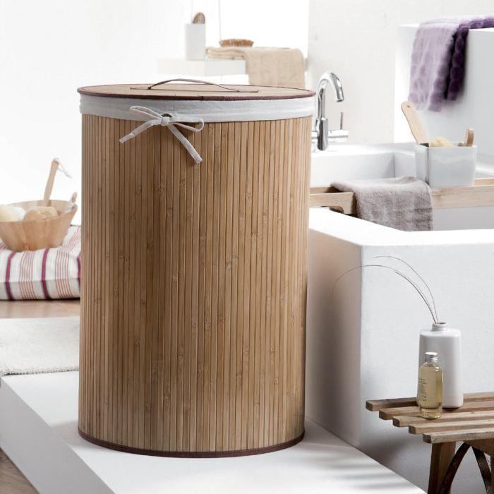 COMPACTOR Panier a linge rond en bambou naturel 40xH60 cm