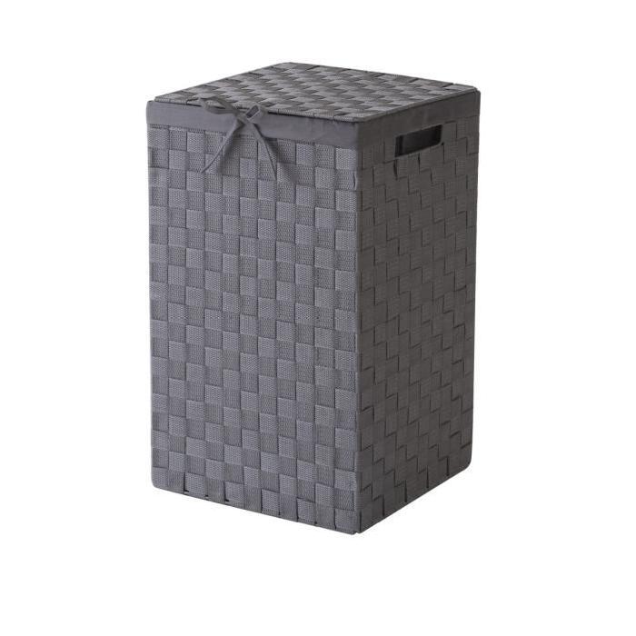 COMPACTOR Panier a linge gris avec couvercle et tissu coordonne