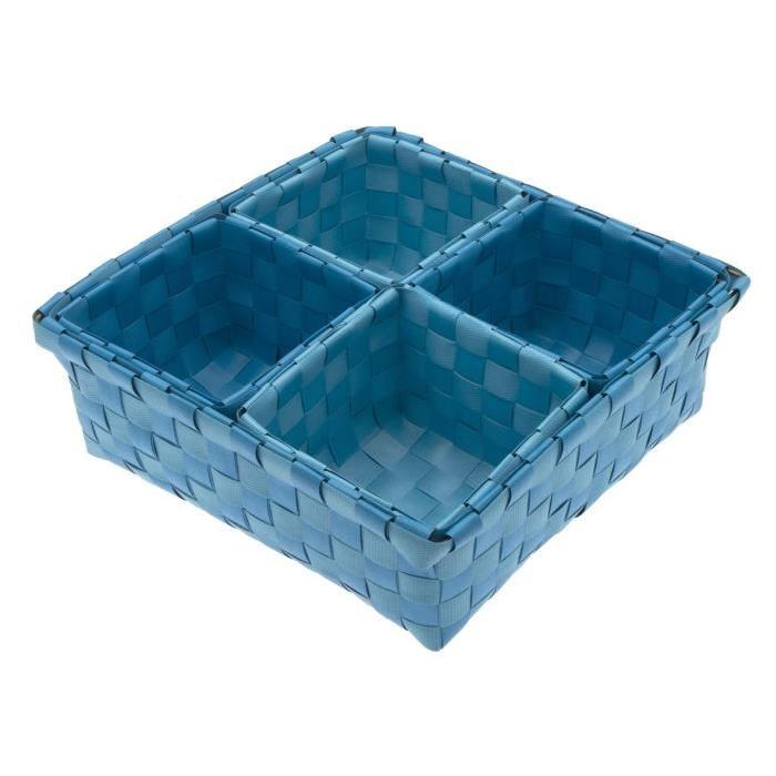 FRANDIS 5 Paniers carrés en plastique tressés Bleu clair et foncé