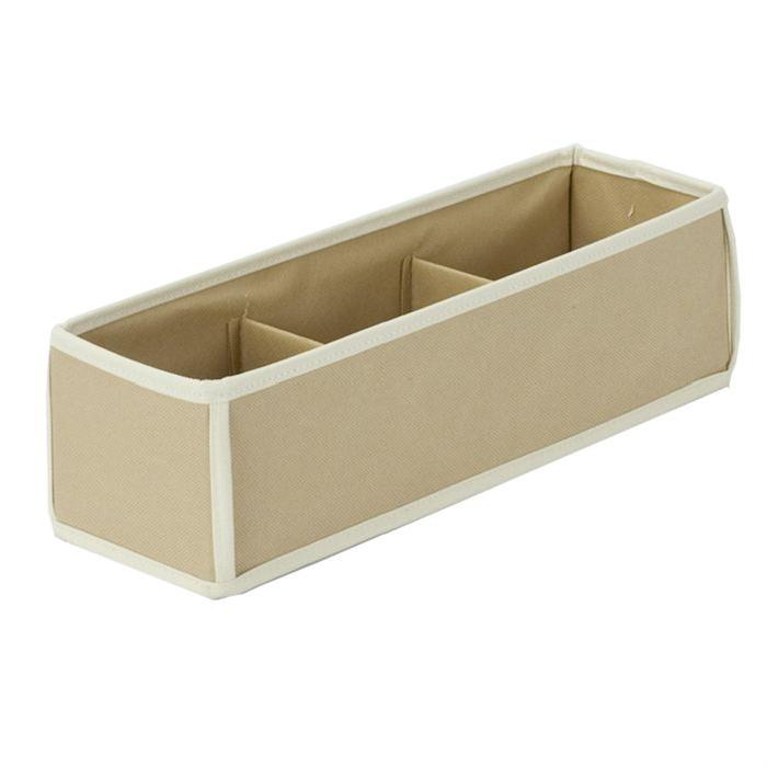 BAGGY Boîte de rangement 3 compartiments renfort carton 46x22 cm beige