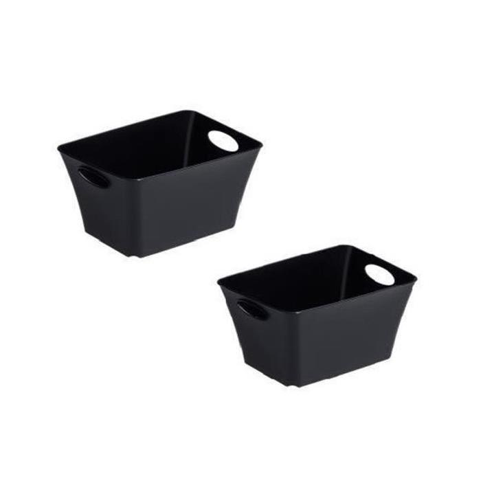 SUNDIS Lot de 2 paniers de rangement Living Box 1,5L-5L noir