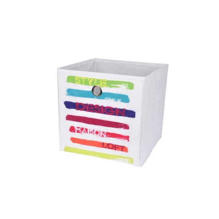 HOMEA Panier de rangement New Life 12x12x12 cm blanc et multicolore