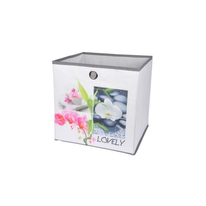 HOMEA Panier de rangement Lovely 12x12x12 cm blanc et multicolore