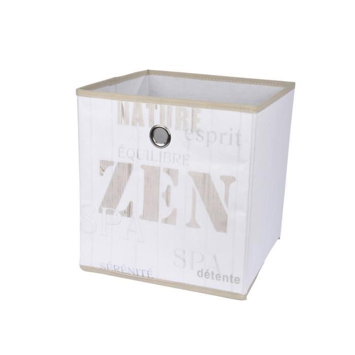 HOMEA Panier de rangement Zen Wood 26x26x26 cm blanc et beige