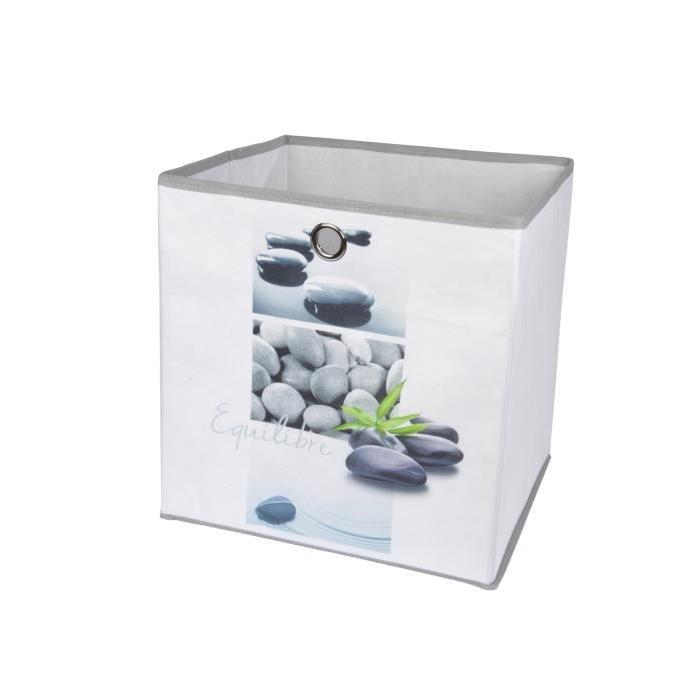 HOMEA Panier de rangement Stone 26x26x26 cm blanc et gris