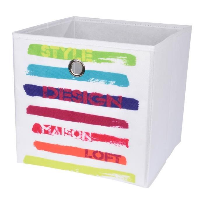 HOMEA Panier de rangement New Life 31x29x31 cm blanc et multicolore