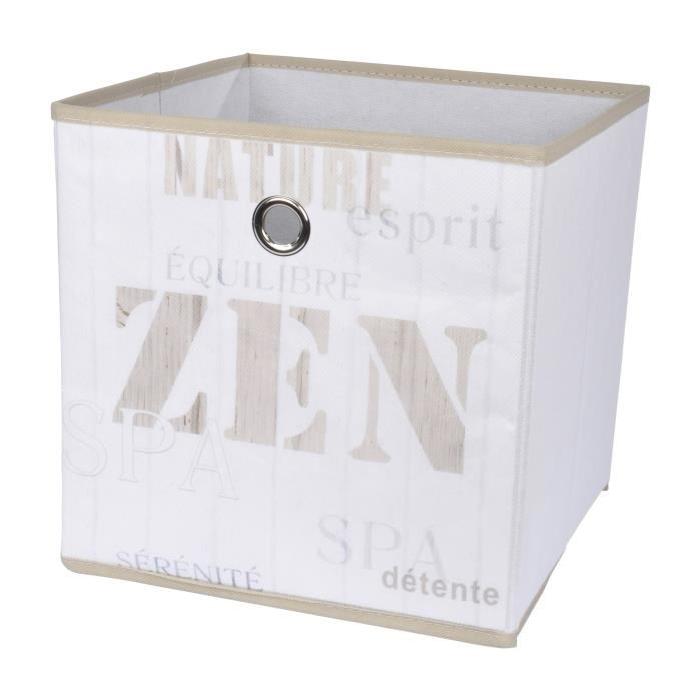 HOMEA Panier de rangement Zen Wood 31x29x31 cm blanc et beige