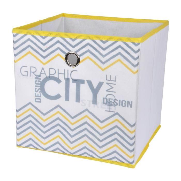 HOMEA Panier de rangement Geometrik 31x29x31 cm blanc et jaune