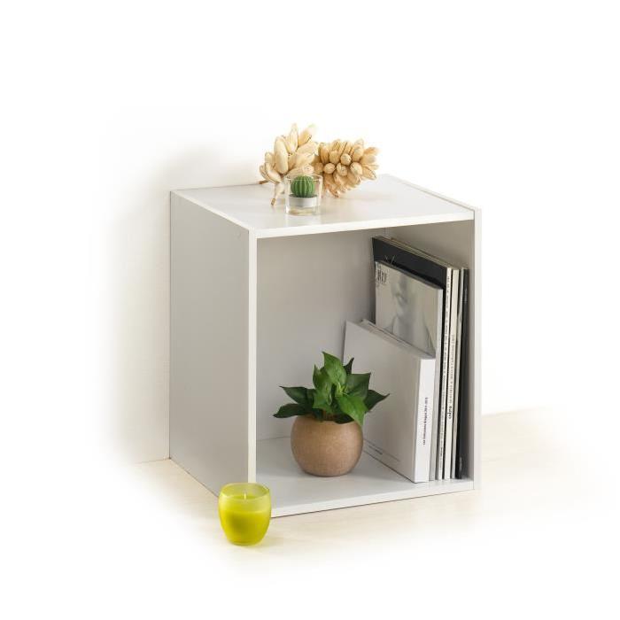 HOMEA Cube de rangement avec 1 niche 34,4x34,4x29,5 cm blanc