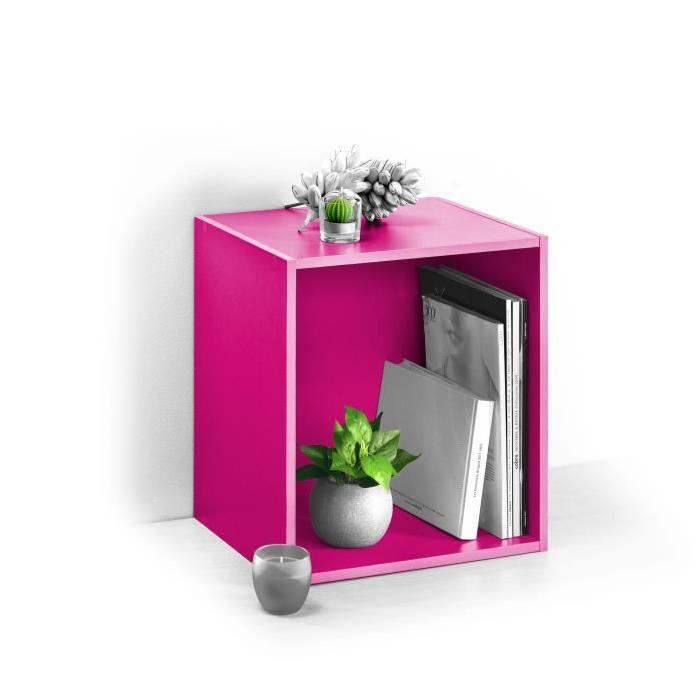 HOMEA Cube de rangement avec 1 niche 34,4x34,4x29,5 cm fuchsia