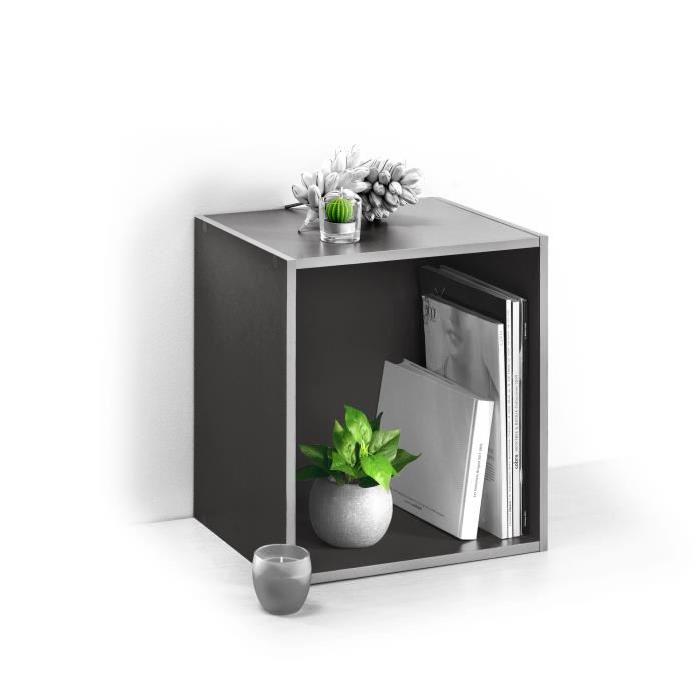 HOMEA Cube de rangement avec 1 niche 34,4x34,4x29,5 cm gris