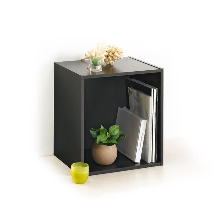 HOMEA Cube de rangement avec 1 niche 34,4x34,4x29,5 cm noir