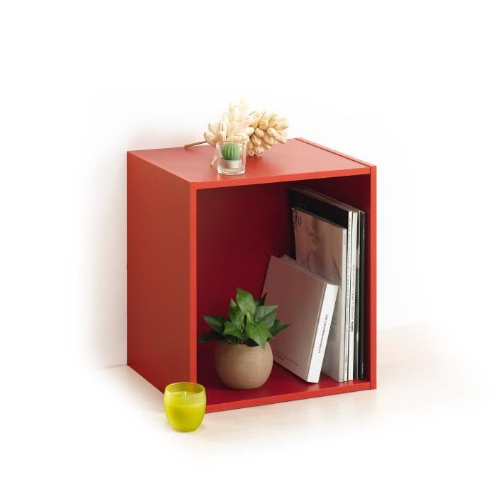 HOMEA Cube de rangement avec 1 niche 34,4x34,4x29,5 cm rouge