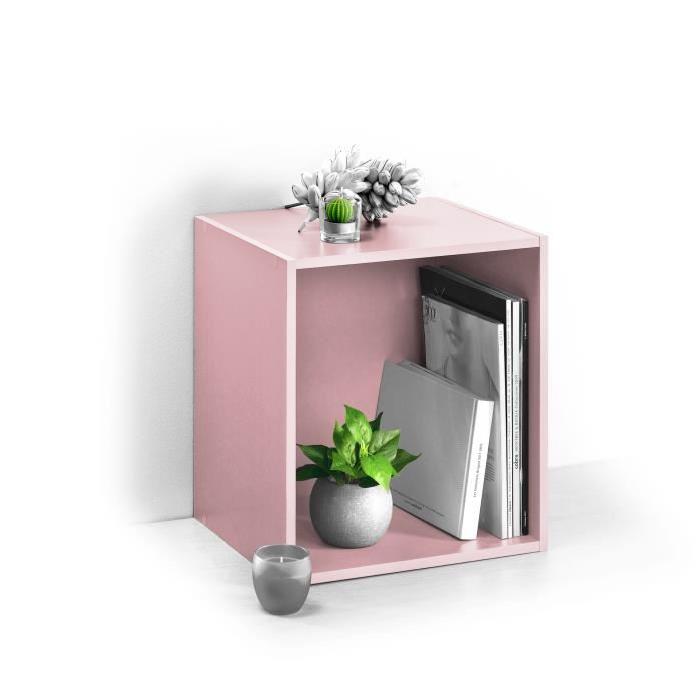 HOMEA Cube de rangement avec 1 niche 34,4x34,4x29,5 cm rose poudré